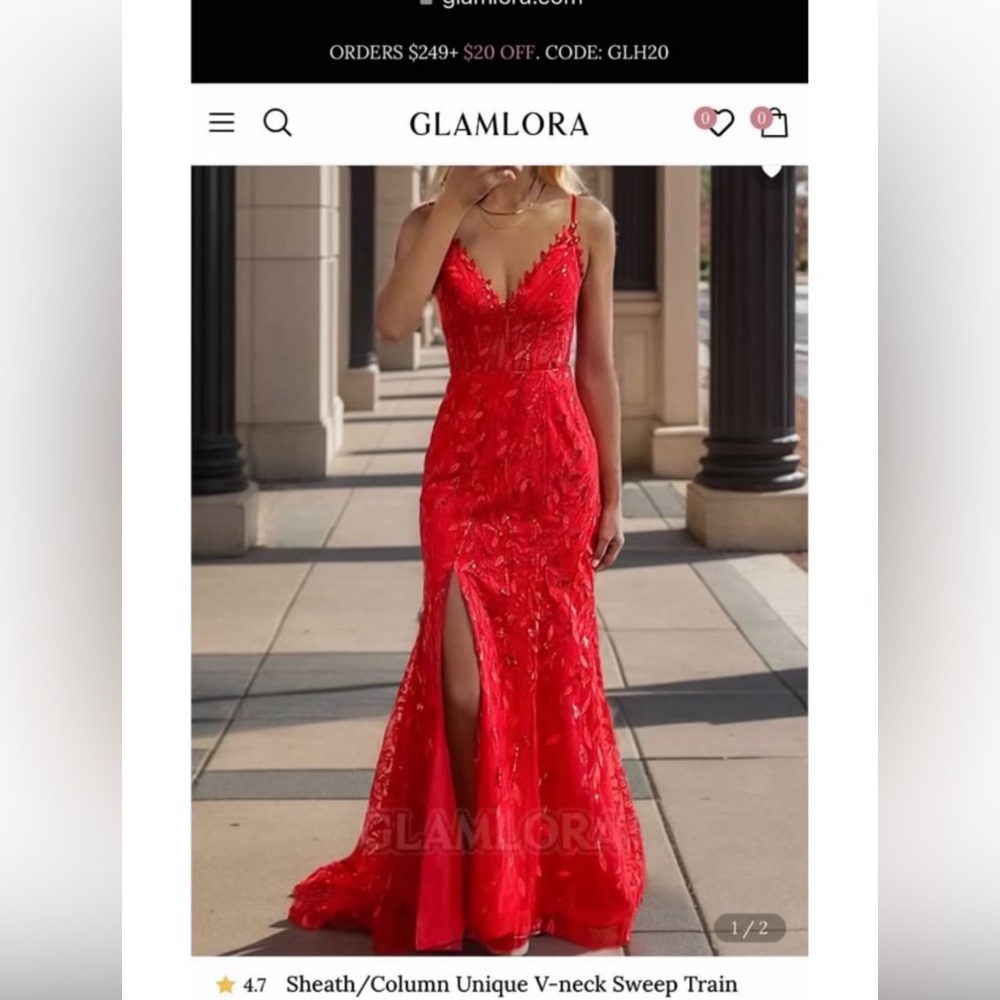 Red V Neck Train Hoco/Prom Dress